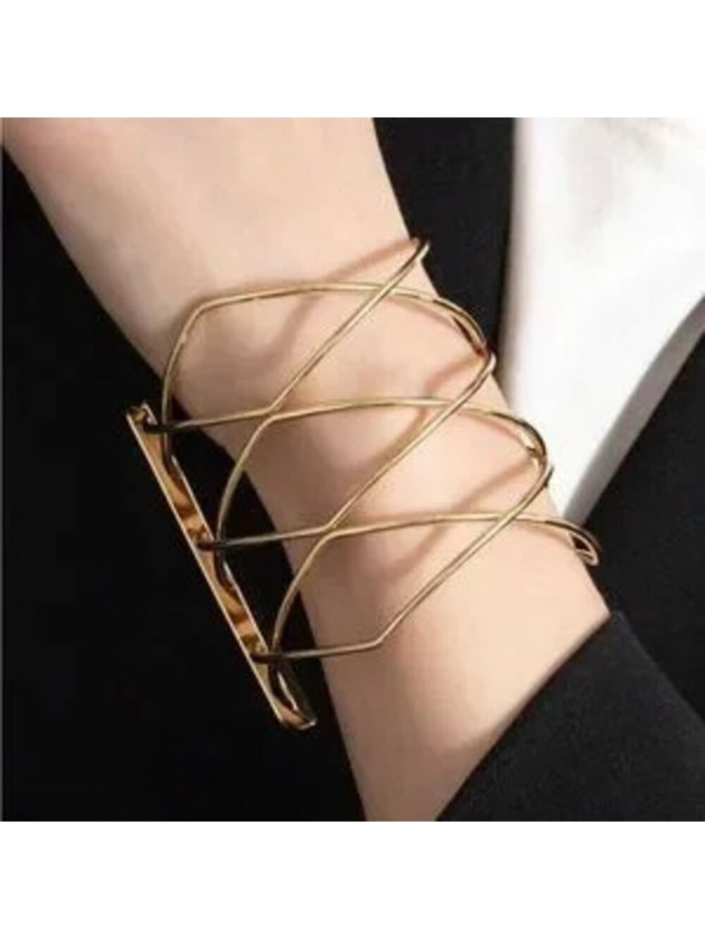 Gold 1pc Geometric Cuff Bracelet